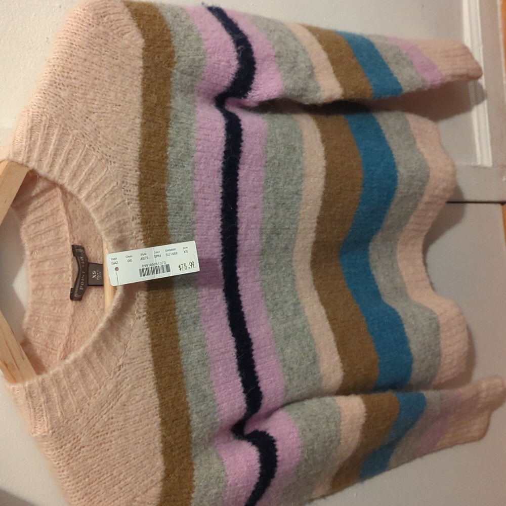BNWT!! POINT SUR J.Crew Striped Alpaca Merino Wool Sweater Women's Size XS!
